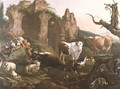 Lovers in a Classical Landscape with Animals - Johann Heinrich Roos