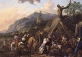 Military commander at a mountain encampment with merrymakers - Johann Heinrich Roos