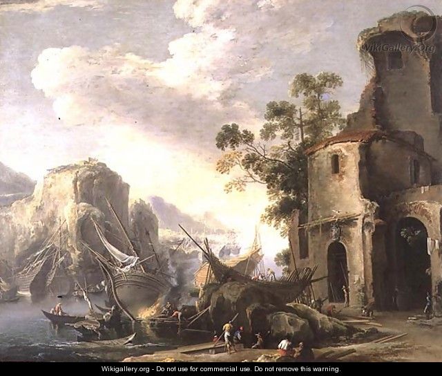 View of a Bay - Salvator Rosa