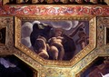 A nymph pouring water from a jug, a putto urinating and another putto holding an urn, ceiling caisson from the Sala di Amore e Psiche, 1528 - Giulio Romano (Orbetto)