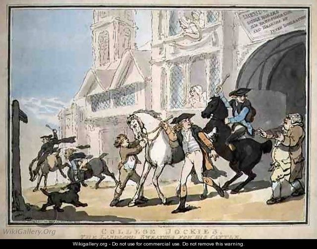 College Jockies, The Landlord Sweating for his Cattle, pub. by E. Jackson, 1786 - Thomas Rowlandson