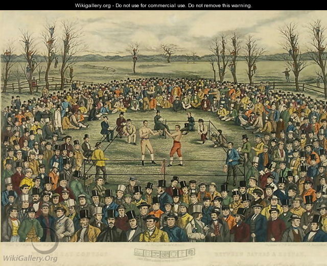 The Great Contest between Sayers and Heenan for 200 Pounds a side, engraved by J. R. Mackrell and J.B. Rowbotham - (after) Rowbotham, J.B. and Brown, J.