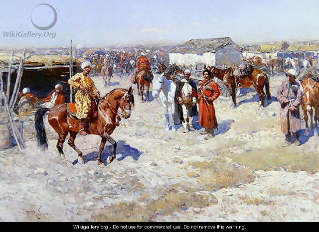 Central Asian Horse Market - Franz Roubaud