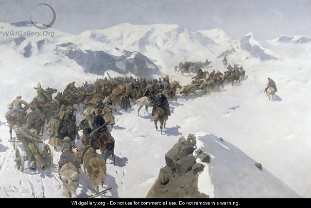 Count Argutinsky crossing the Caucasian Range, 1892 - Franz Roubaud