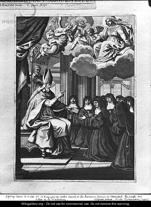 St. Francois de Salles 1567-1622 Giving the Rule of the Visitation to St. Jeanne de Chantal 1572-1641 - Gilles Rousselet
