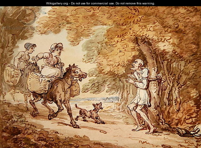 Dr Syntax bound to a tree by Highwaymen - Thomas Rowlandson