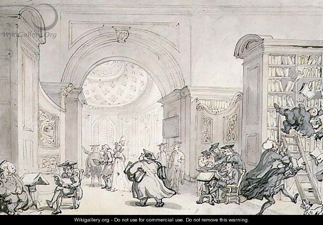 No.0613 The West Room and the Dome Room of Old University Library, Cambridge, 1800 - Thomas Rowlandson