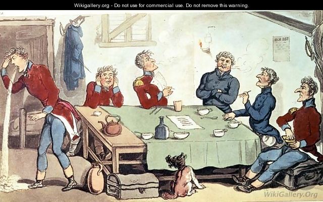 Learning to Smoke and Drink Grog. 1815 - Thomas Rowlandson