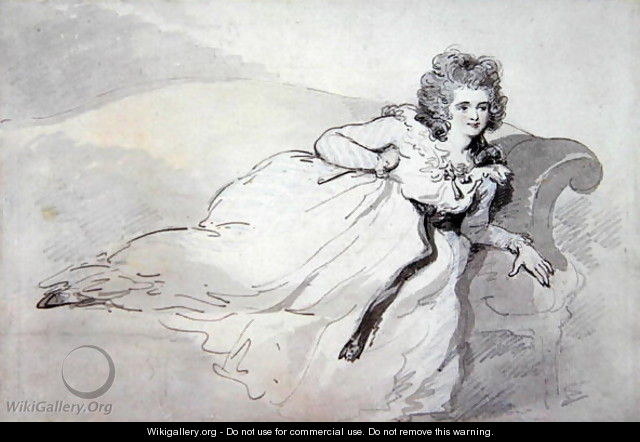 Mrs Abington, reclining on a couch - Thomas Rowlandson