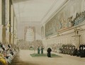 The Hall, Blue Coat School, from Ackermanns Microcosm of London, engraved by J. Hill, 1808 - & Pugin, A.C. Rowlandson, T.