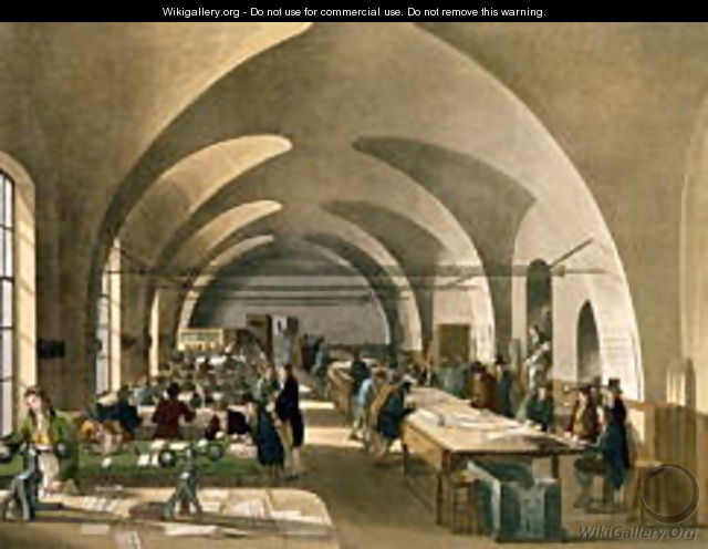 Stamp Office, Somerset House, from Ackermanns Microcosm of London - & Pugin, A.C. Rowlandson, T.