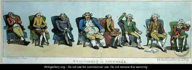 Englishmen in November, pub. by S.W. Fores, 1788 - Thomas Rowlandson