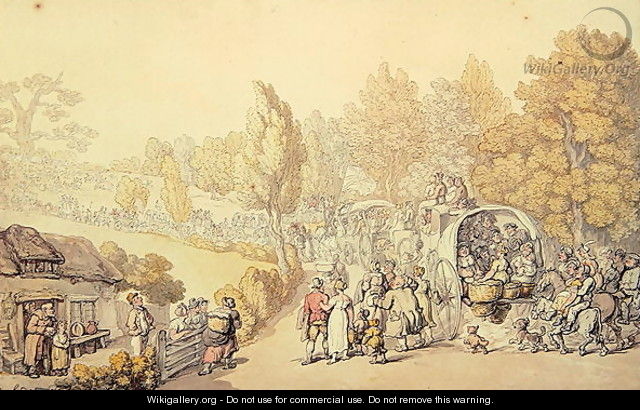 Cartoon depicting country folk leaving for the town, 1818 - Thomas Rowlandson
