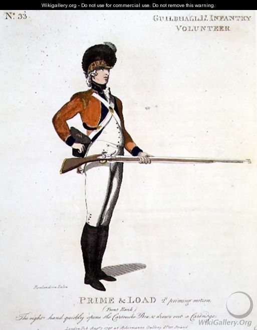 Guildhall Light Infantry Volunteer, plate 33 from Loyal Volunteers of London and Environs, 1798 - Thomas Rowlandson