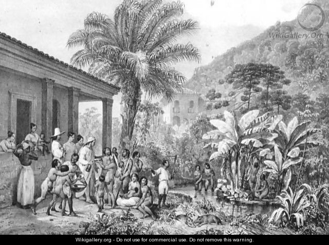 Indians on a Plantation, engraved by Victor Adam 1801-66 c.1835 - (after) Rugendas, Johann Moritz