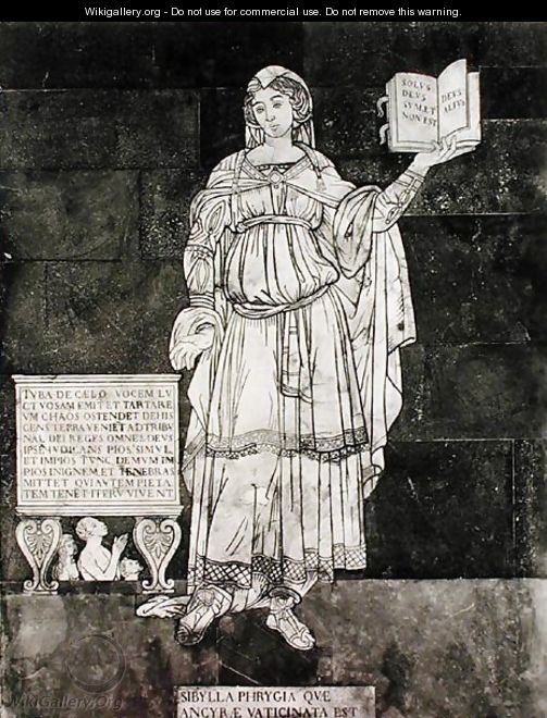 Paving detail depicting the Phrygian Sibyl - Luigi di Rugieri