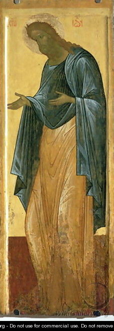 St. John the Forerunner, from the Deisis tier of the Dormition Cathedral in Vladimir - (circle of) Rublev, Andrei