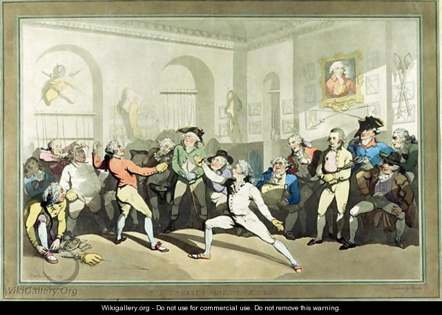 Mr H Angelos Fencing Academy, engraved by Charles Rosenberg, 1791 - (after) Rowlandson, Thomas