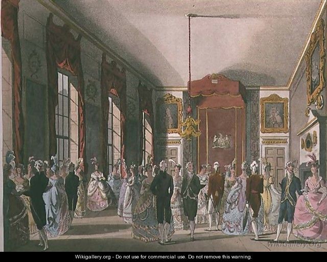 Drawing Room, St. Jamess, from Ackermanns Microcosm of London - & Pugin, A.C. Rowlandson, T.