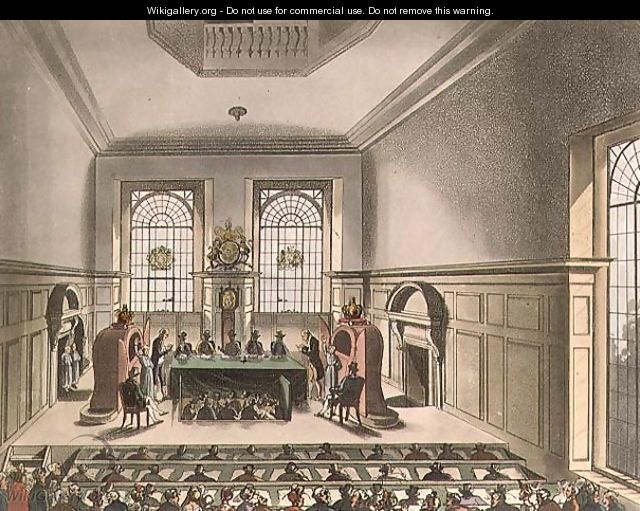 Coopers Hall, Lottery Drawing, from Ackermanns Microcosm of London - & Pugin, A.C. Rowlandson, T.