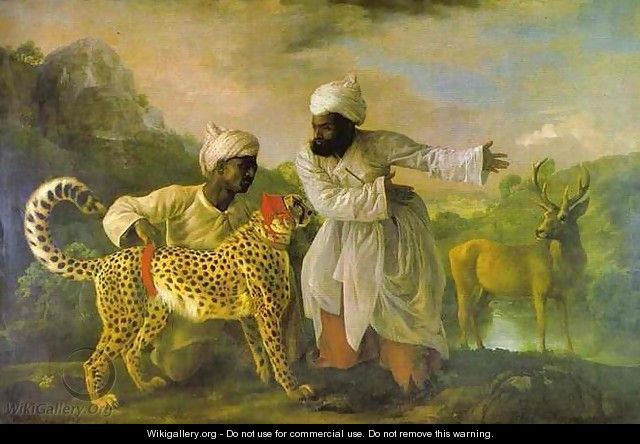 Cheetah with Two Indian Attendants and a Stag - George Stubbs