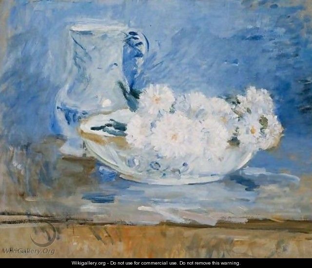 White Flowers in a Bowl - Berthe Morisot