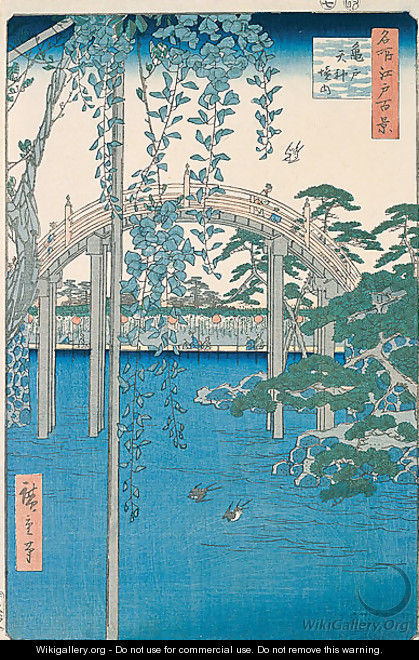 Inside Kameido-Tenjin Shrine - Utagawa or Ando Hiroshige