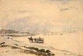 Cart on the Beach at Etretat - Johan Barthold Jongkind