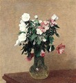 White and Pink Mallows in a Vase - Ignace Henri Jean Fantin-Latour