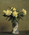 Peonies in a Blue and White Vase - Ignace Henri Jean Fantin-Latour
