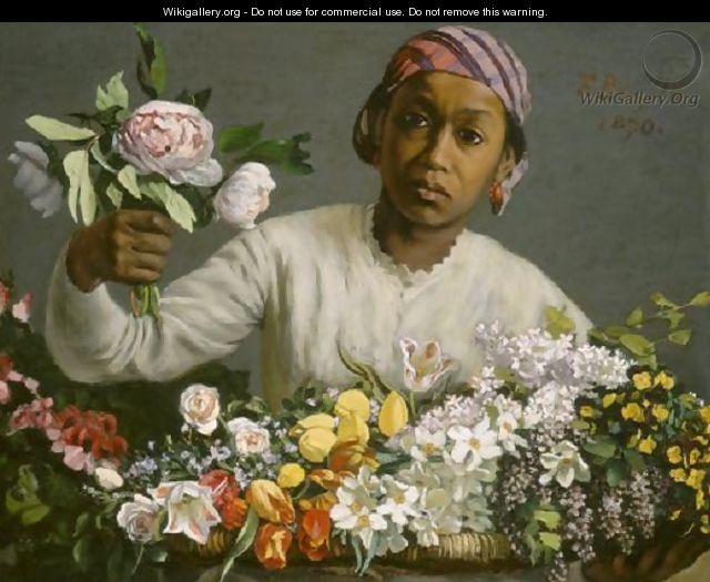 Young Woman with Peonies - Frederic Bazille