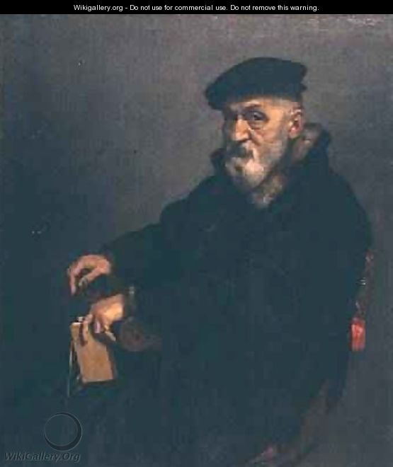 Portrait of an old man with a book possibly Giovan Battista Seradobati an Italian notary post 1575 - Giovanni Battista Moroni