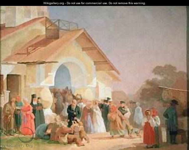 Coming out of a Church in Pskov 1863-64 - Aleksandr Ivanovich Morozov