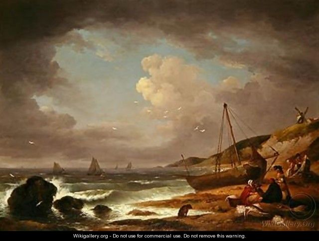 Coastal Scene with Men Mending a Boat - George Morland