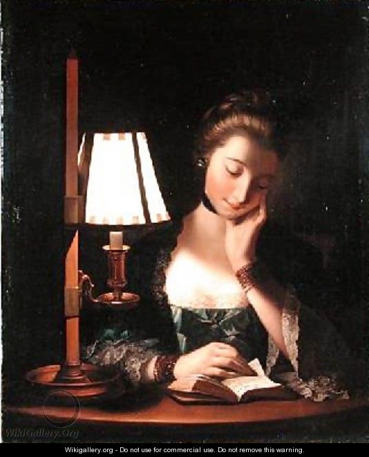 Woman Reading by a Paper-bell Shade 1766 - Henry Robert Morland