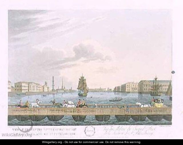 View of the centre of the Great Bridge of the Neva - (after) Mornay
