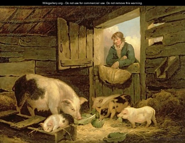 A Boy Looking into a Pig Sty 1794 - George Morland A Boy Looking into a Pig Sty 1794 - George Morland
