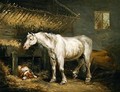 Old horses with a dog in a stable 1791 - George Morland