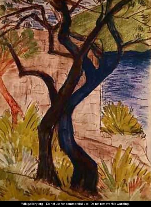 Trees before a Bridge - Otto Mueller