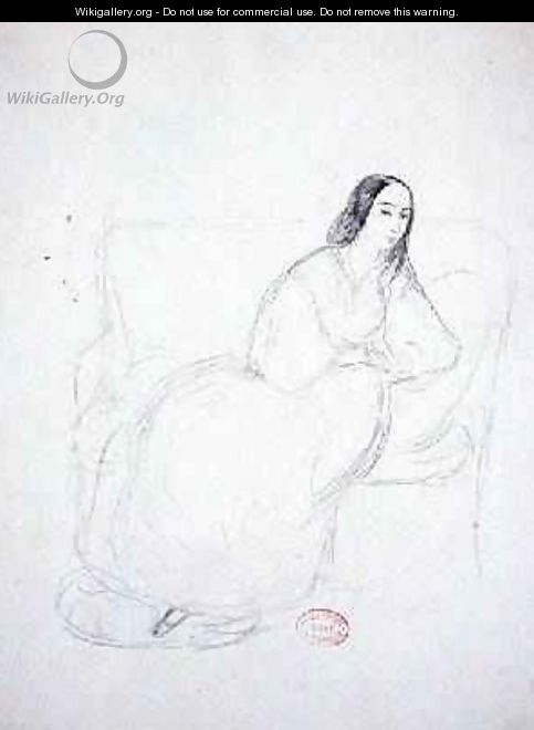 George Sand 1804-1876 seated on a sofa 1833 - Alfred de Musset