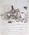 George Sands horse displaying sangfroid behind the stumbling horse of Alfred de Musset 1810-57 - Alfred de Musset