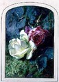 Roses and a ladybird on a mossy bank - Martha Darley Mutrie