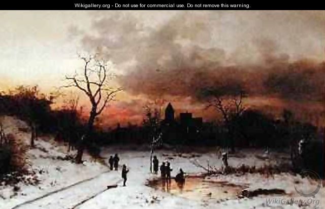 Skating at Sunset Sunset and Skaters 1883 - Ludwig Munthe