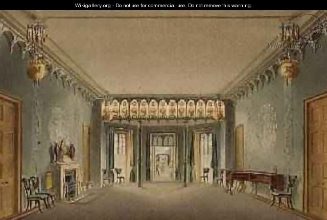 The Entrance Hall from Views of the Royal Pavilion Brighton - John Nash