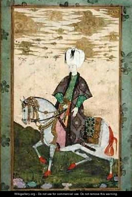 Equestrian portrait of Sultan Osman II 1603-22 1618 - Nakshi