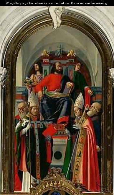 St Mark enthroned with Saints - Giovanni (Giovanni da Udine) Nanni (Nani)