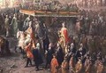 The coronation procession of Joseph II 1741-90 Emperor of Germany in Romerberg 1764 - Martin II Mytens or Meytens