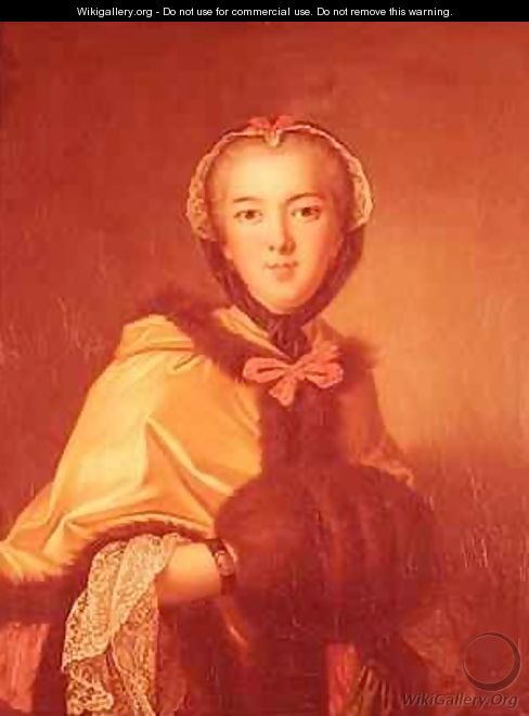 Portrait of LouisHenriette de Bourbon-Conti with muffler - Jean-Marc Nattier