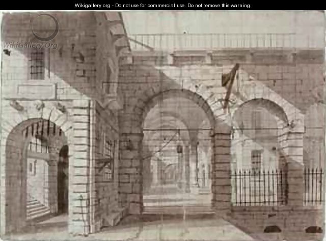 Newgate Prison Courtyard - John Claude Nattes