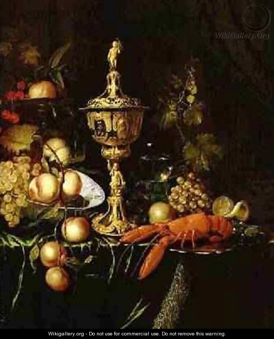 Still Life with a Steeple Cup a Lobster and Fruit 1677 - Pieter Nason
